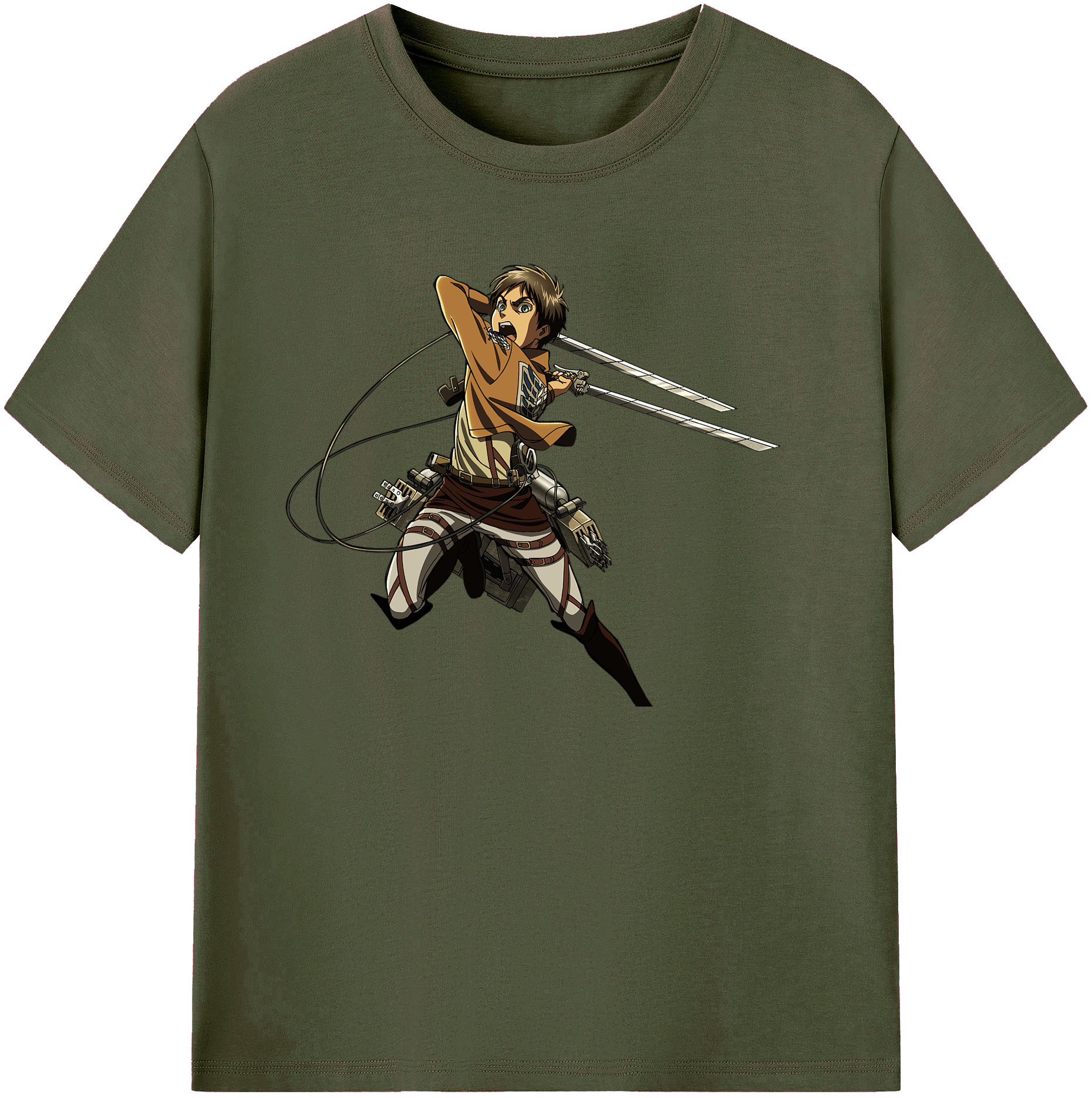 （画像用） 進撃の巨人 エレン･イェーガー Attack on Titan Eren Jäger 綿100％ メンズ半袖Tシャツ｜肌触りやわらか＆通気性